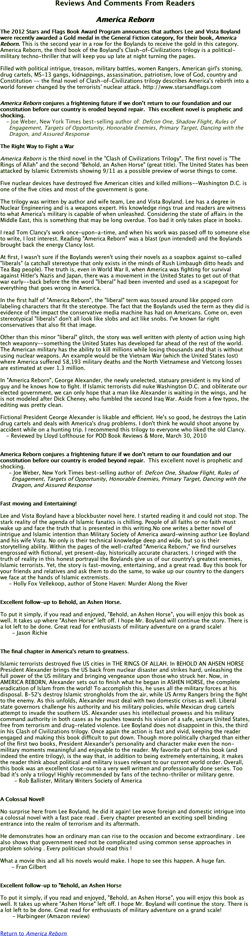 Reviews And Comments From Readers
